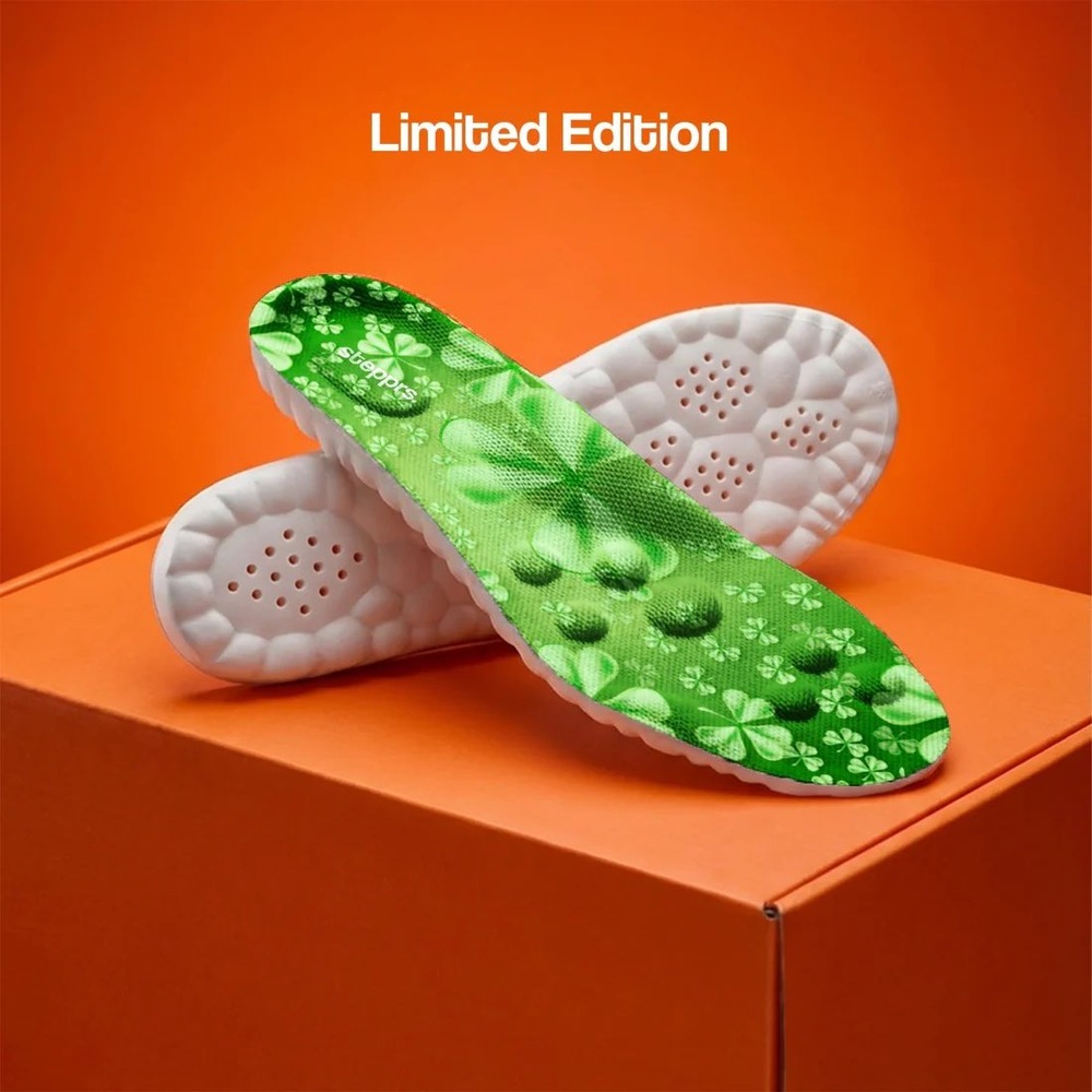 Stepprs Massage Insoles Limited Edition Green Shamrock Arch Support EU 45-46
